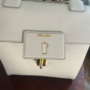 Prada light beige Leather Handbag